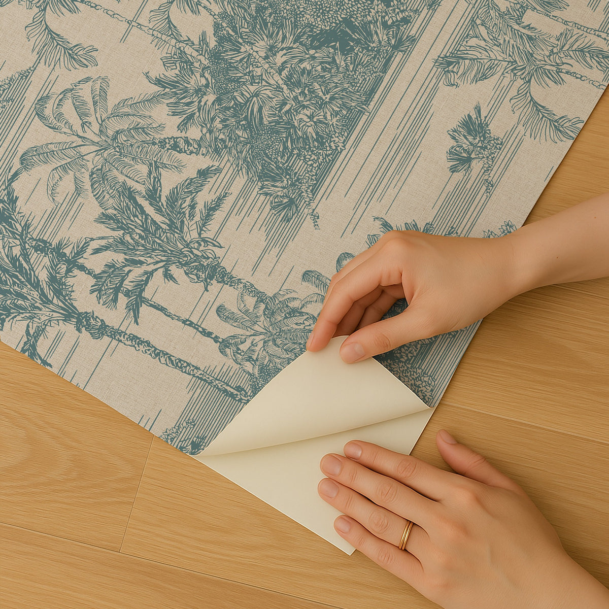 Veer Decor Tropic Archive Toile Blue Peel & Stick Wallpaper 