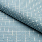 Schumacher Maggie Lattice China Blue Fabric - Eade's Wallpaper
