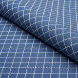 Schumacher Maggie Lattice Cobalt Fabric - Eade's Wallpaper