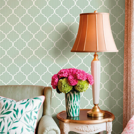 Galerie Blooming Garden Stripe Green Wallpaper 8378