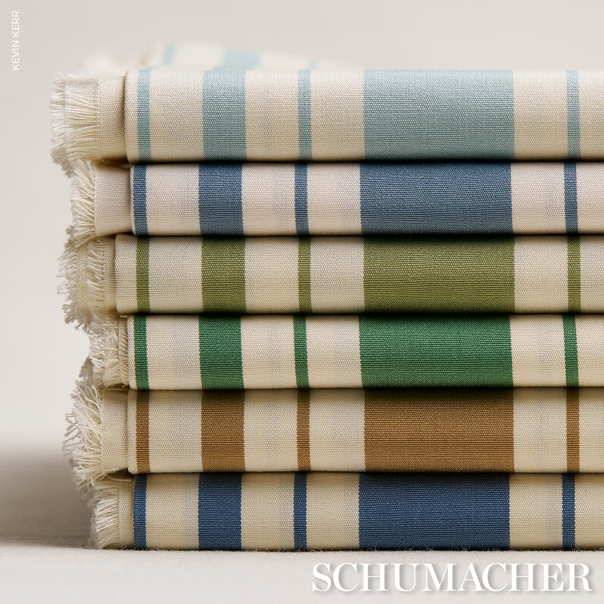 Schumacher Markie Stripe Cobalt Fabric - Eade's Wallpaper
