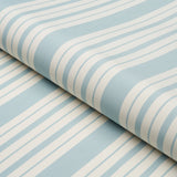 Schumacher Markie Stripe China Blue Fabric - Eade's Wallpaper