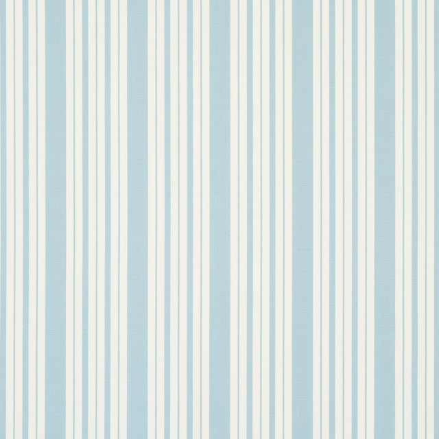 Schumacher Markie Stripe China Blue Fabric - Eade's Wallpaper