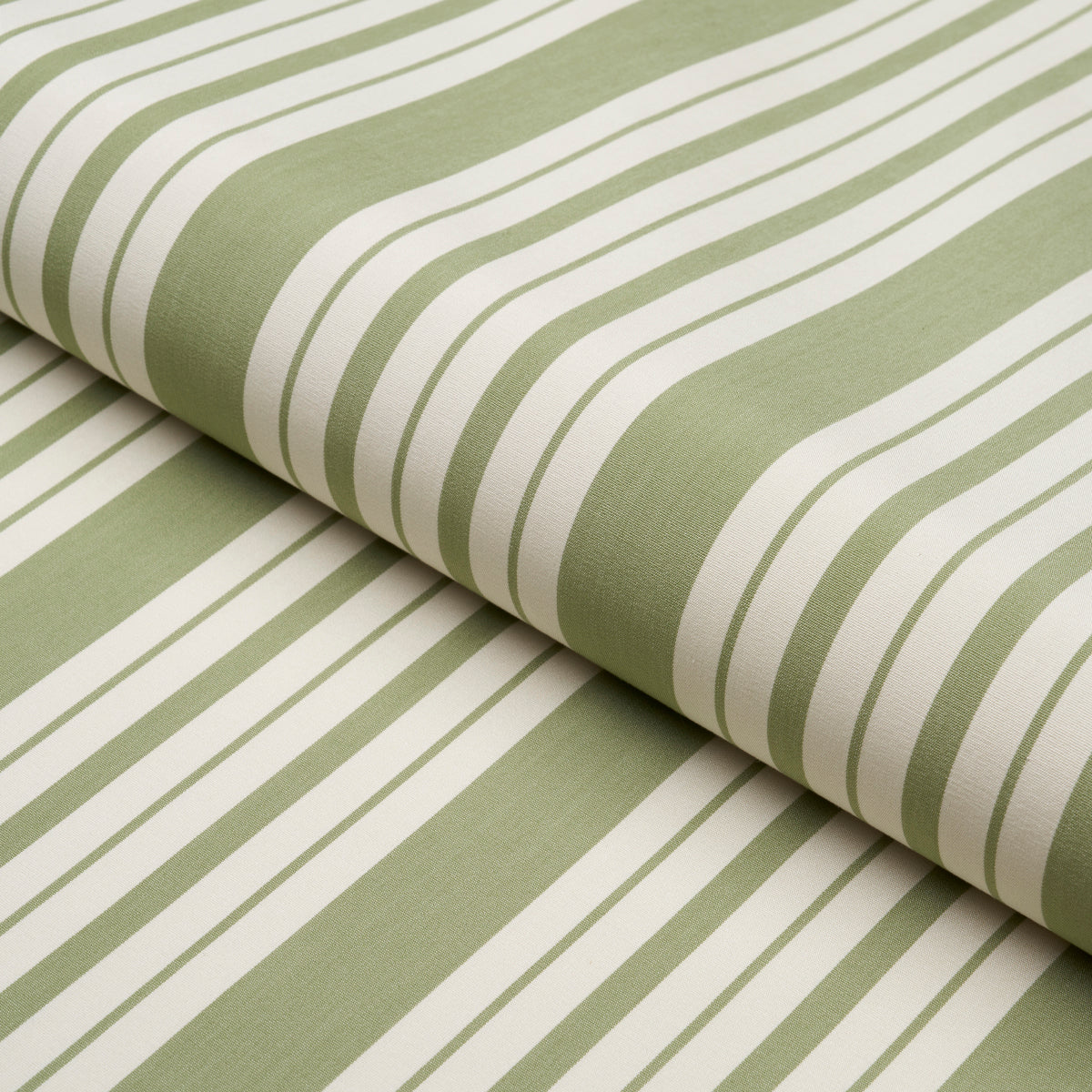 Schumacher Markie Stripe Leaf Green Fabric - Eade's Wallpaper