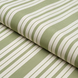 Schumacher Markie Stripe Leaf Green Fabric - Eade's Wallpaper