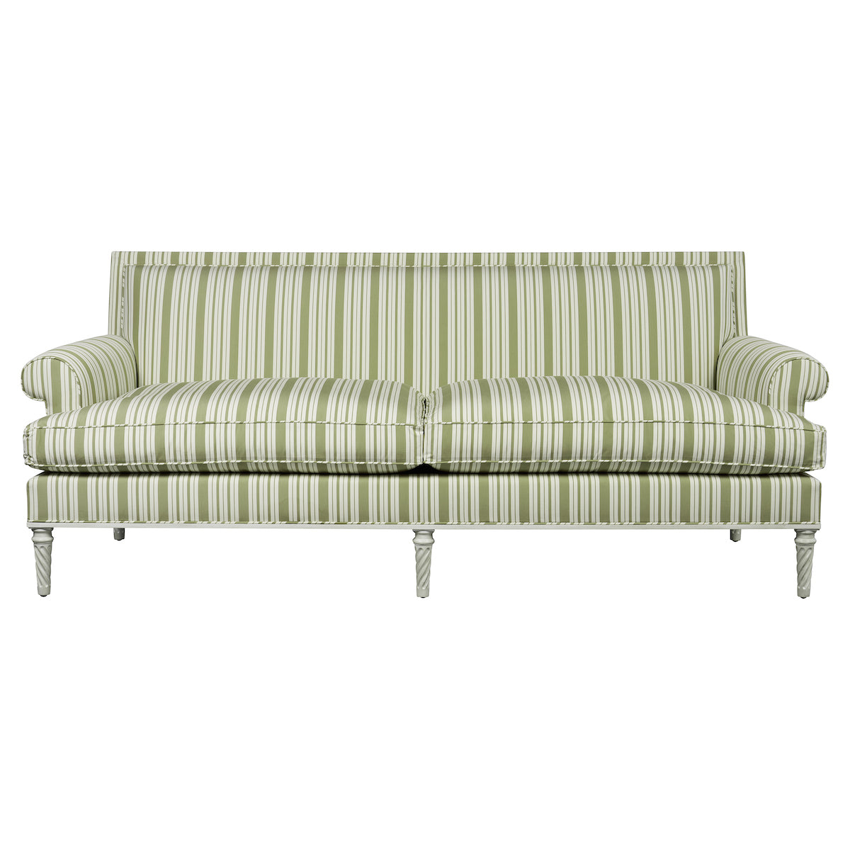 Schumacher Markie Stripe Leaf Green Fabric - Eade's Wallpaper