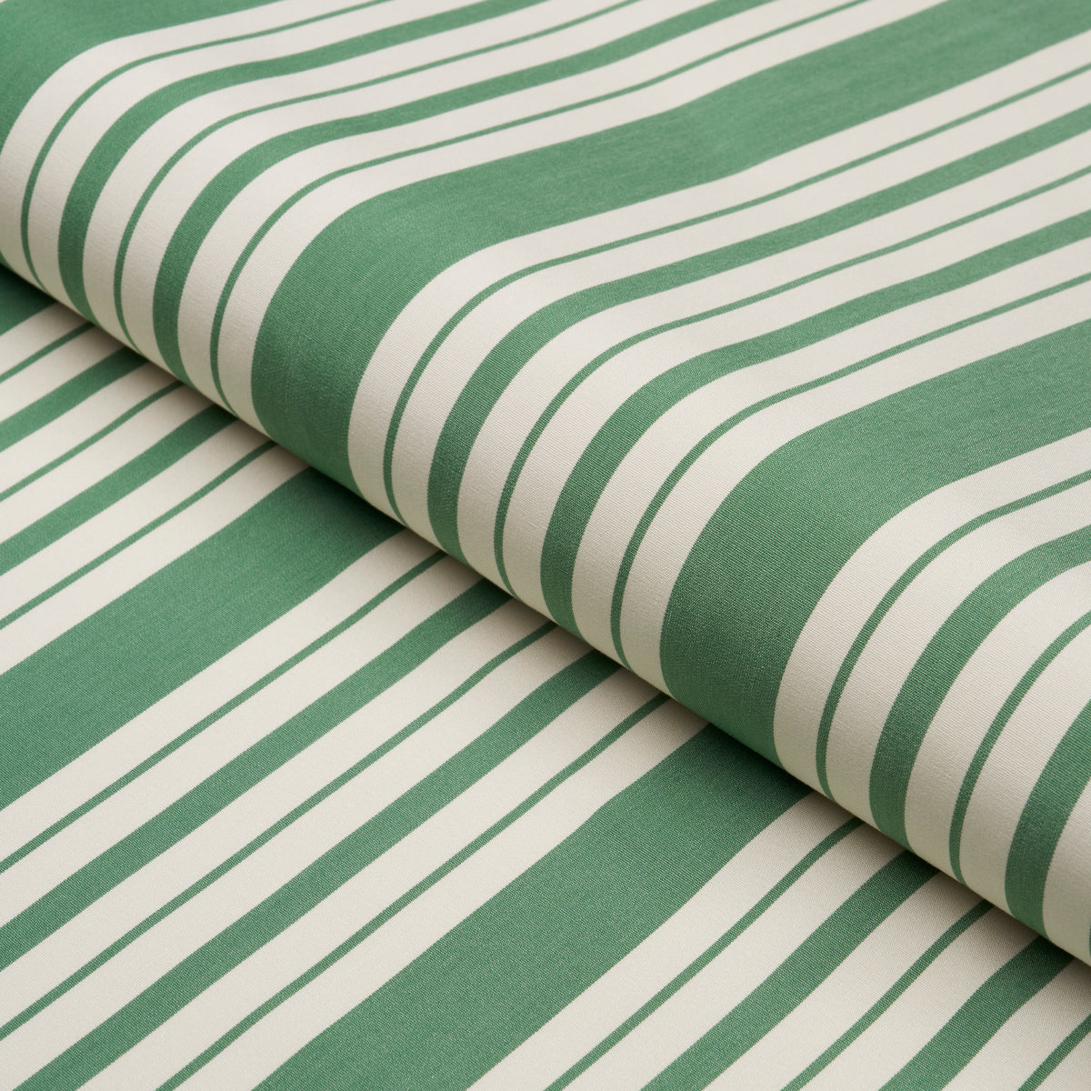Schumacher Markie Stripe Emerald Fabric - Eade's Wallpaper