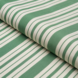 Schumacher Markie Stripe Emerald Fabric - Eade's Wallpaper