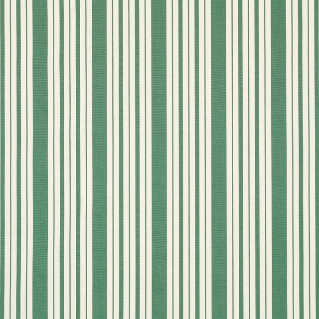 Schumacher Markie Stripe Emerald Fabric - Eade's Wallpaper