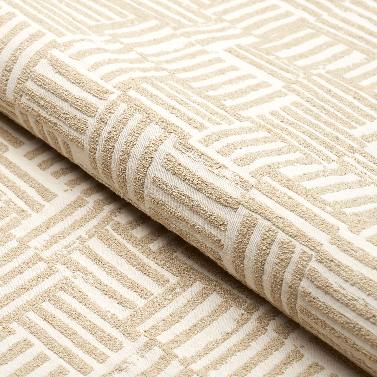 Schumacher Patchwork Sand Fabric - Eade's Wallpaper