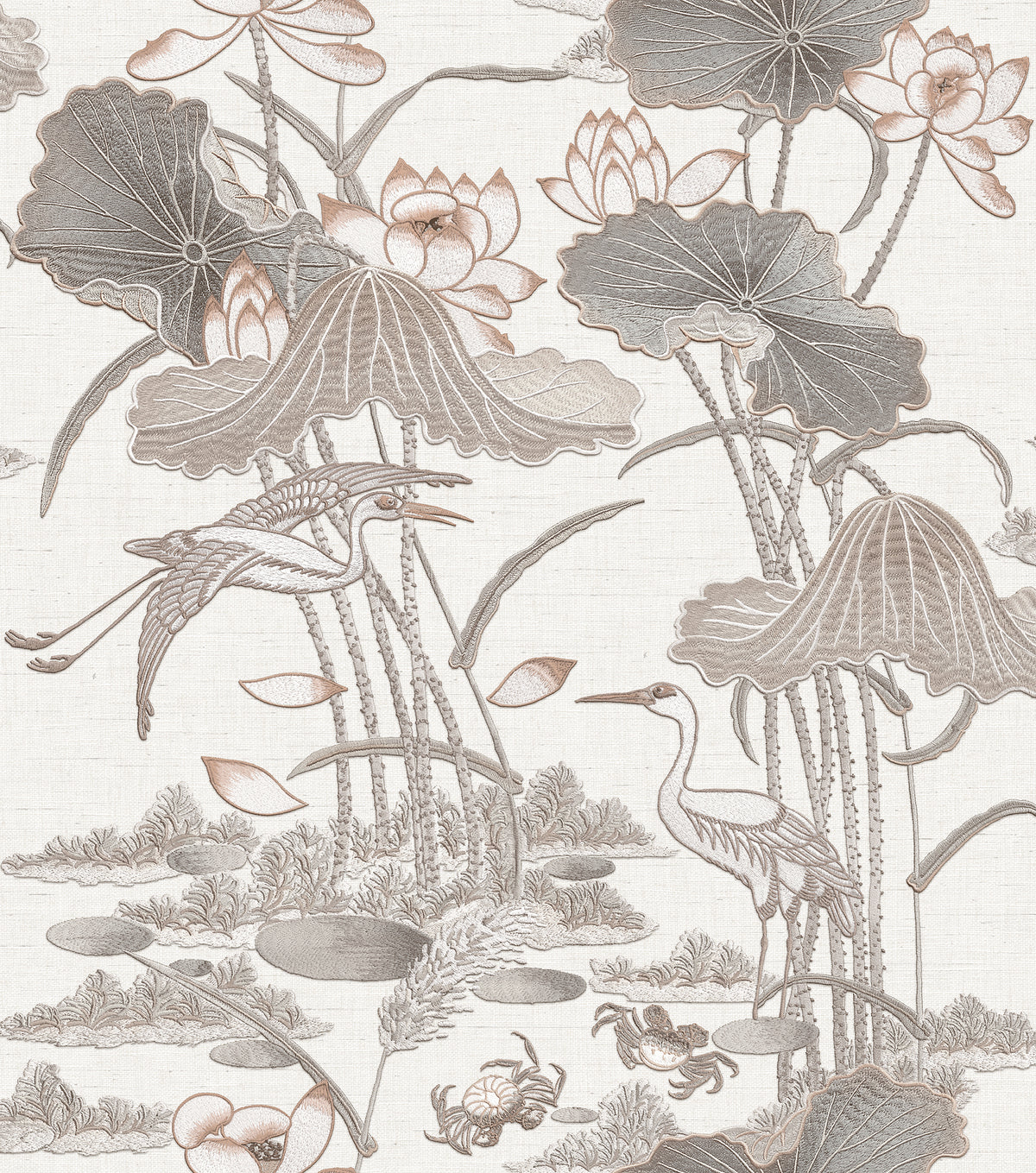 Veer Decor Lotus Pond Tapestry Grey Wallpaper 8386-AD1