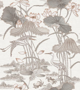 Veer Decor Lotus Pond Tapestry Grey Wallpaper 8386-AD1