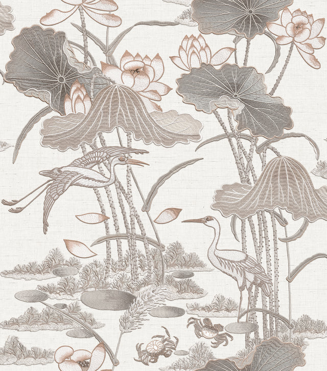 Veer Decor Lotus Pond Tapestry Grey Wallpaper 8386-AD1