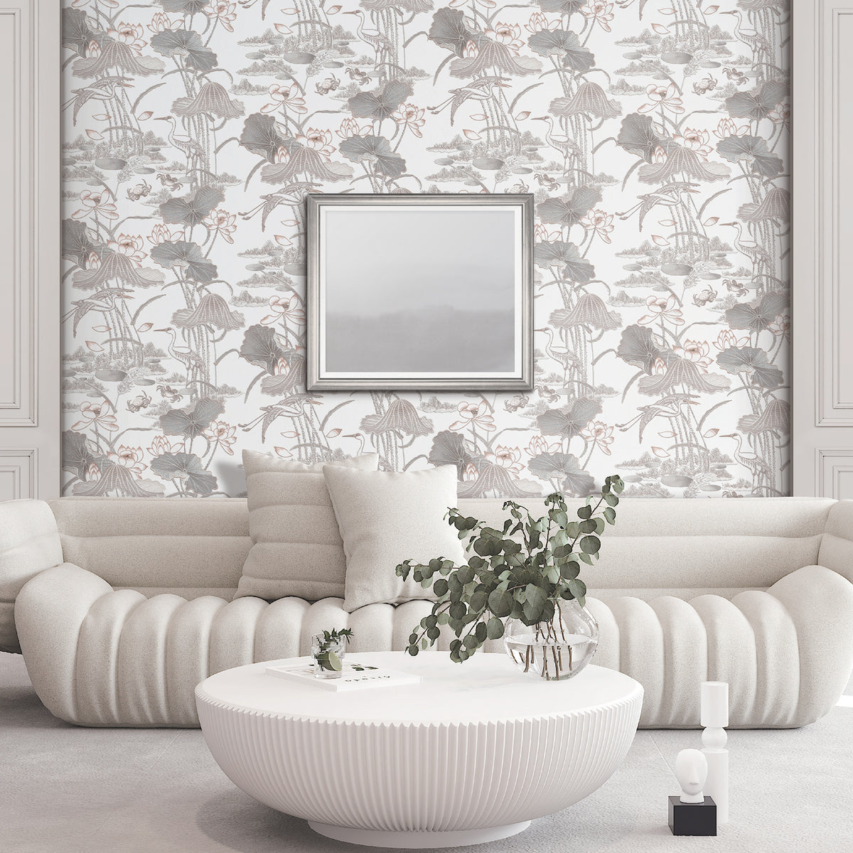 Veer Decor Lotus Pond Tapestry Grey Wallpaper 8386-AD1
