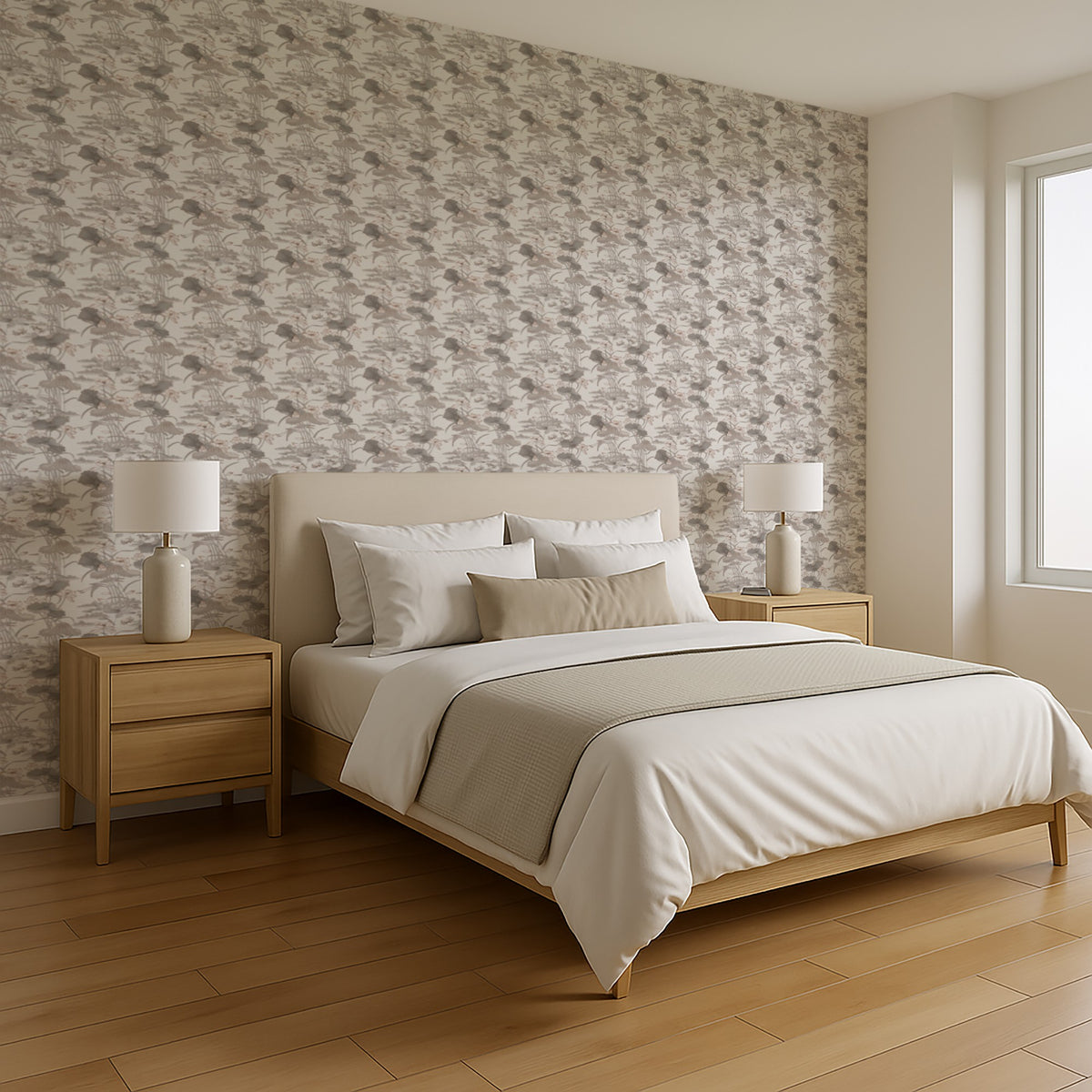Veer Decor Lotus Pond Tapestry Grey Wallpaper 8386-AD1