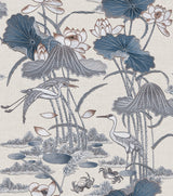 Veer Decor Lotus Pond Tapestry Blue Wallpaper 8386-AD2