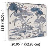 Veer Decor Lotus Pond Tapestry Blue Wallpaper 8386-AD2