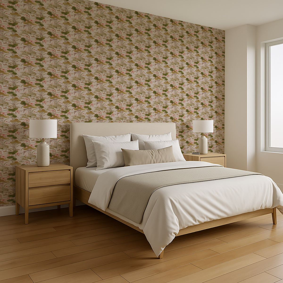 Veer Decor Lotus Pond Tapestry Beige Wallpaper 8386-AD3