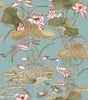 Veer Decor Lotus Pond Tapestry Teal Wallpaper 8386-AD4