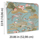Veer Decor Lotus Pond Tapestry Teal Wallpaper 8386-AD4