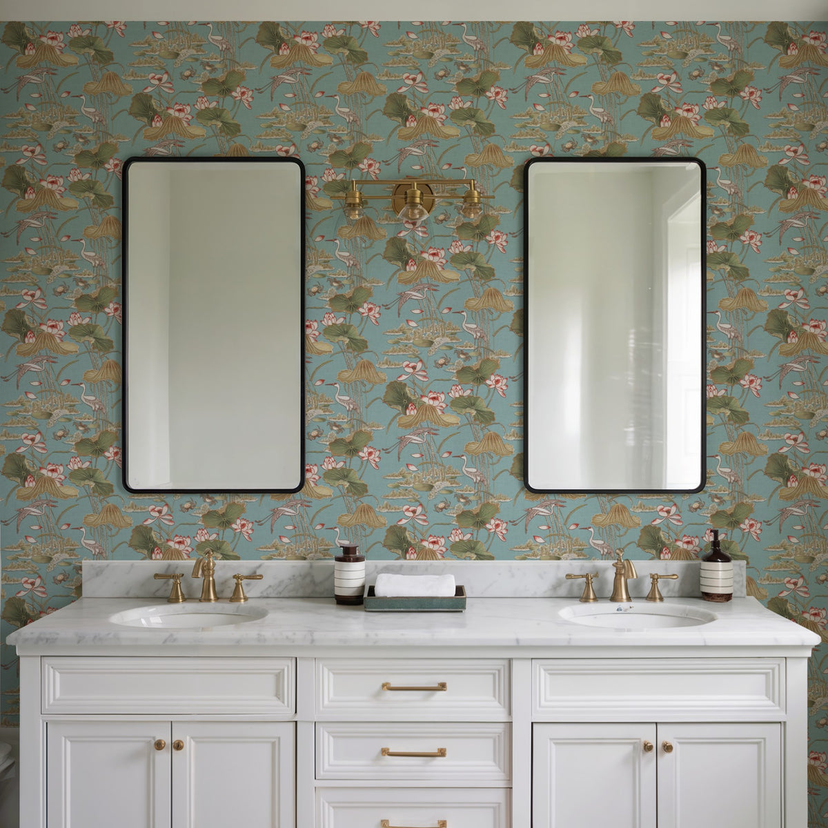 Veer Decor Lotus Pond Tapestry Teal Wallpaper 8386-AD4