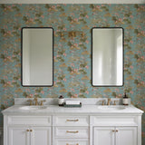 Veer Decor Lotus Pond Tapestry Teal Wallpaper 8386-AD4