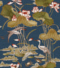 Veer Decor Lotus Pond Tapestry Navy Wallpaper 8386-AD5