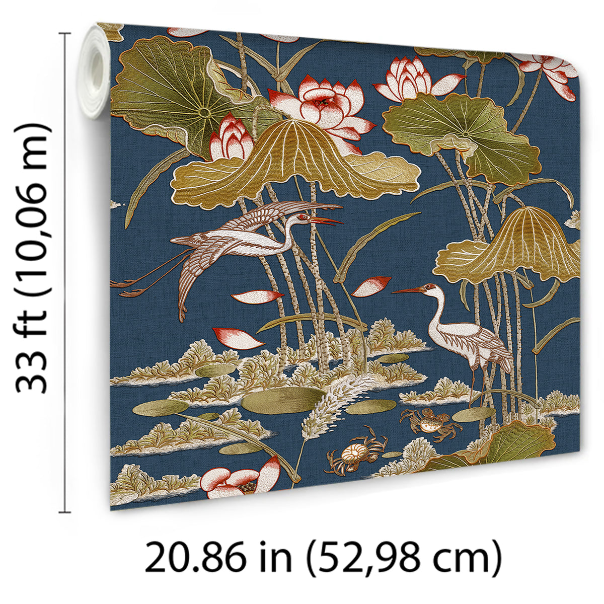 Veer Decor Lotus Pond Tapestry Navy Wallpaper 8386-AD5