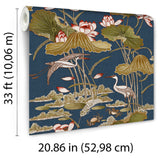 Veer Decor Lotus Pond Tapestry Navy Wallpaper 8386-AD5