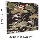 Veer Decor Lotus Pond Tapestry Black Wallpaper 8386-AD6