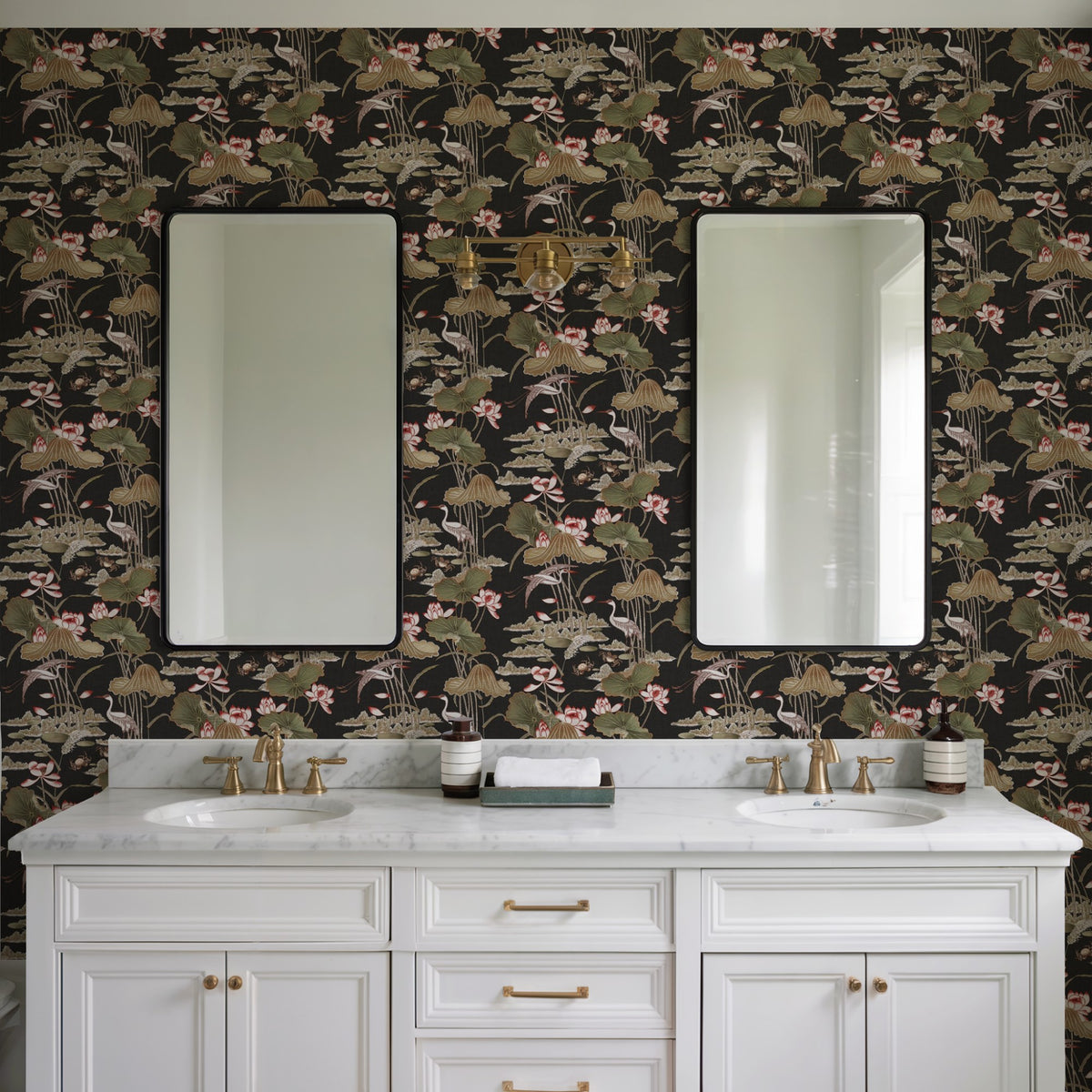 Veer Decor Lotus Pond Tapestry Black Wallpaper 8386-AD6