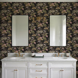 Veer Decor Lotus Pond Tapestry Black Wallpaper 8386-AD6
