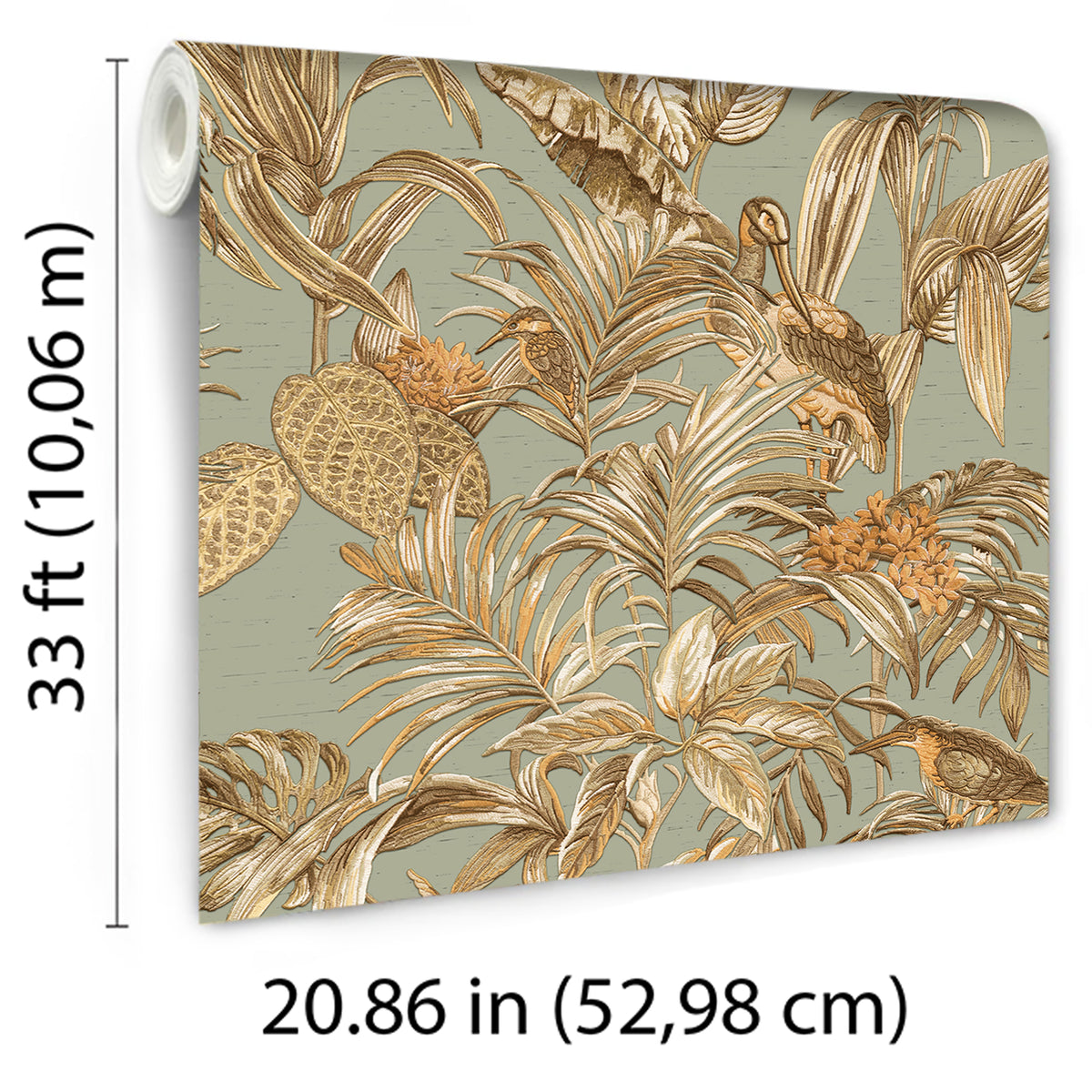 Veer Decor Bird of Paradise Sage Wallpaper 8387-AA5
