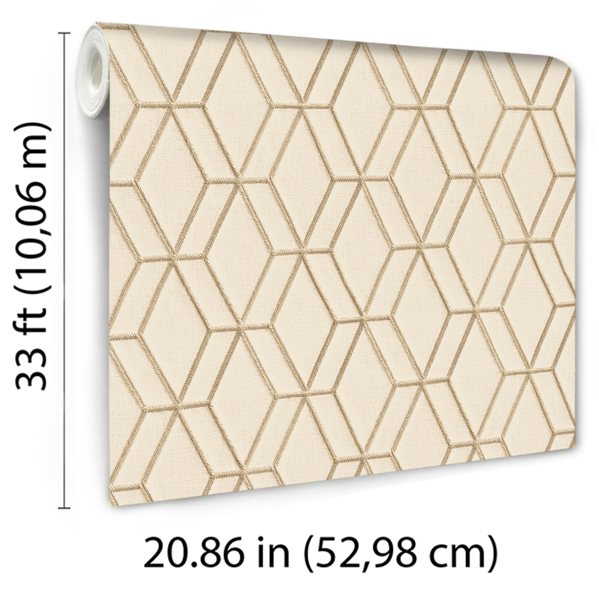 Veer Decor Embroidery Stich Diamond Beige Wallpaper 8387-AB1