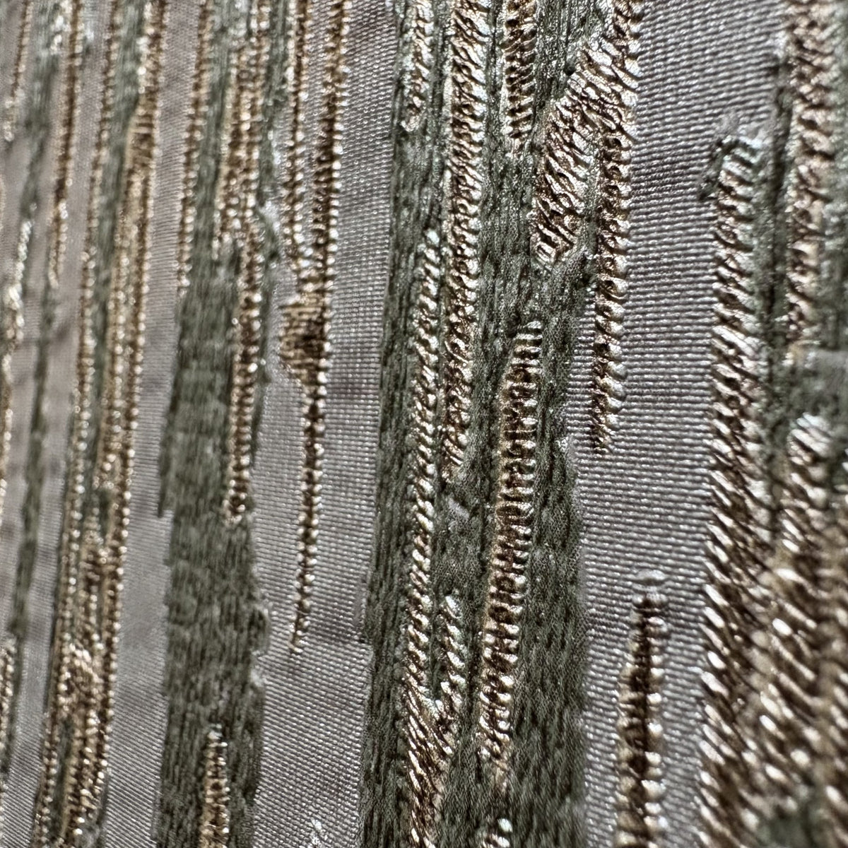 Veer Decor Embroidered Crushed Silk Green Wallpaper 8387-AC4