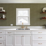 Veer Decor Embroidered Crushed Silk Green Wallpaper 8387-AC4