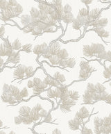 Veer Decor Embroidered Pine Tree Beige Wallpaper 8387-AF1