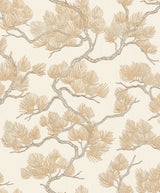 Veer Decor Embroidered Pine Tree Gold Wallpaper 8387-AF2