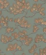 Veer Decor Embroidered Pine Tree Sage Wallpaper 8387-AF3