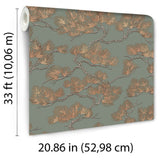 Veer Decor Embroidered Pine Tree Sage Wallpaper 8387-AF3