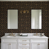 Veer Decor Embroidered Pine Tree Black Wallpaper 8387-AF4
