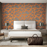 Veer Decor Embroidered Pine Tree Orange Wallpaper 8387-AF5