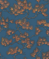 Veer Decor Embroidered Pine Tree Blue Wallpaper 8387-AF6