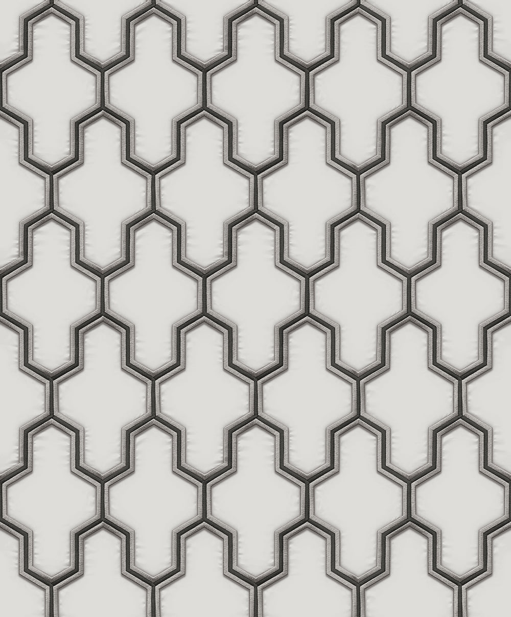 Veer Decor Geometric Silk White Wallpaper 8387-AG1