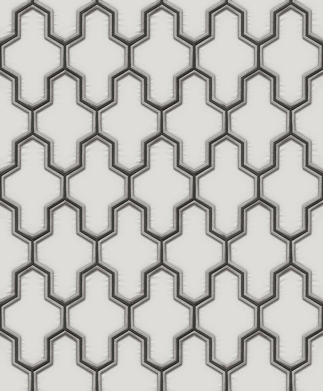 Veer Decor Geometric Silk White Wallpaper 8387-AG1