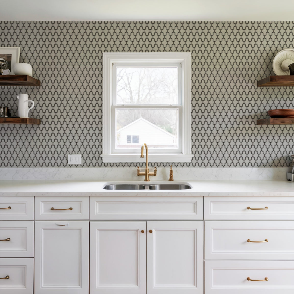 Veer Decor Geometric Silk White Wallpaper 8387-AG1