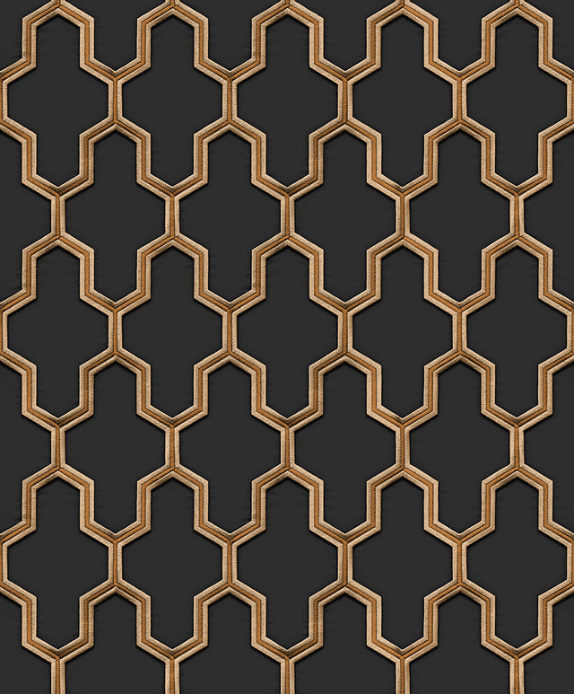 Veer Decor Geometric Silk Black Wallpaper 8387-AG2