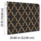 Veer Decor Geometric Silk Black Wallpaper 8387-AG2