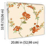 Veer Decor Flower Trail Tapestry Orange Wallpaper 8387-AI1