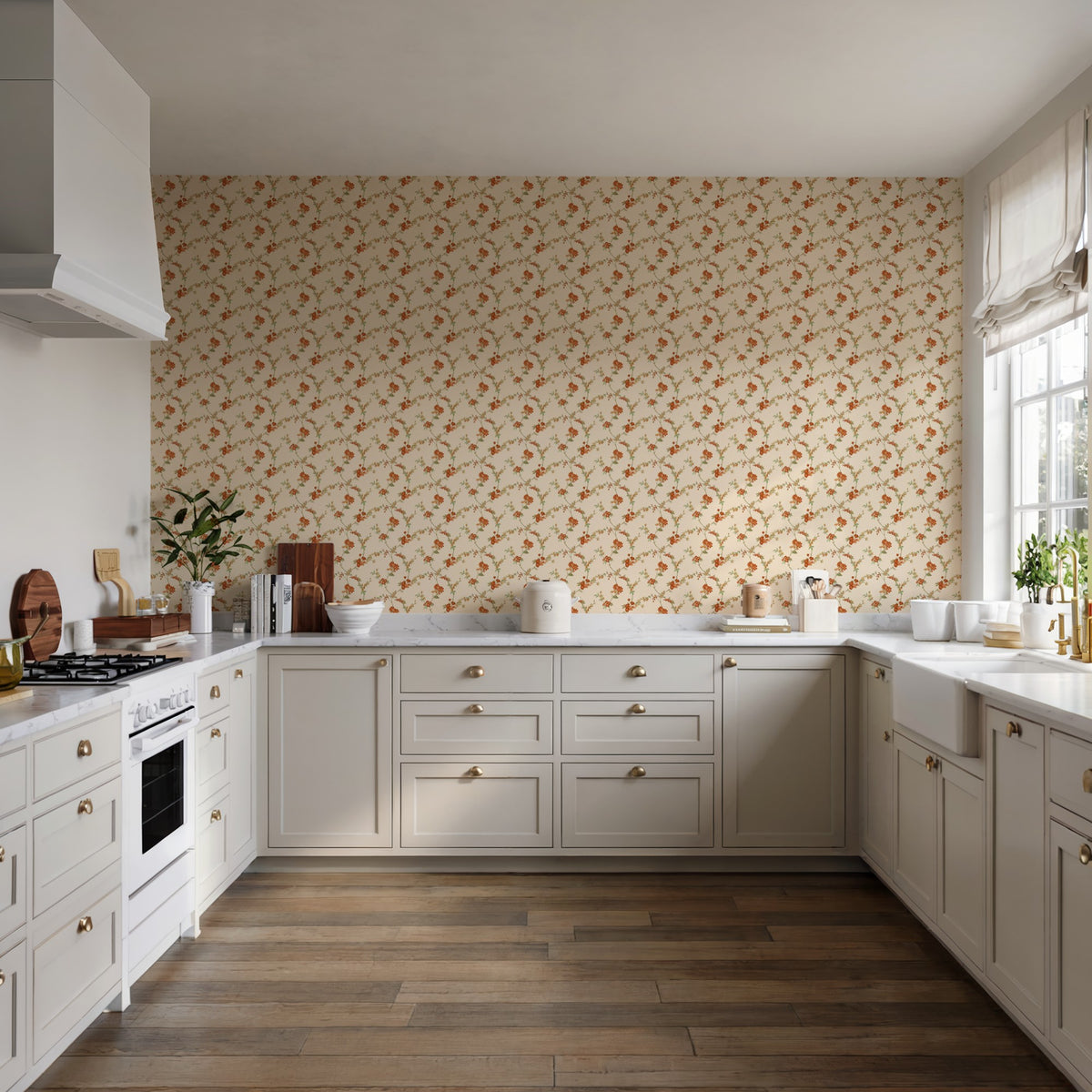 Veer Decor Flower Trail Tapestry Orange Wallpaper 8387-AI1